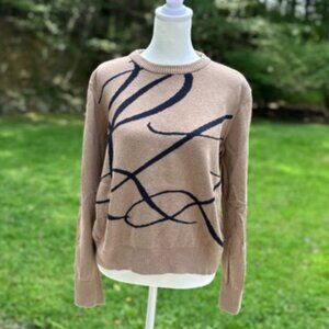 Lauren Ralph Lauren Tan and Black Crewneck Logo Sweater - XL